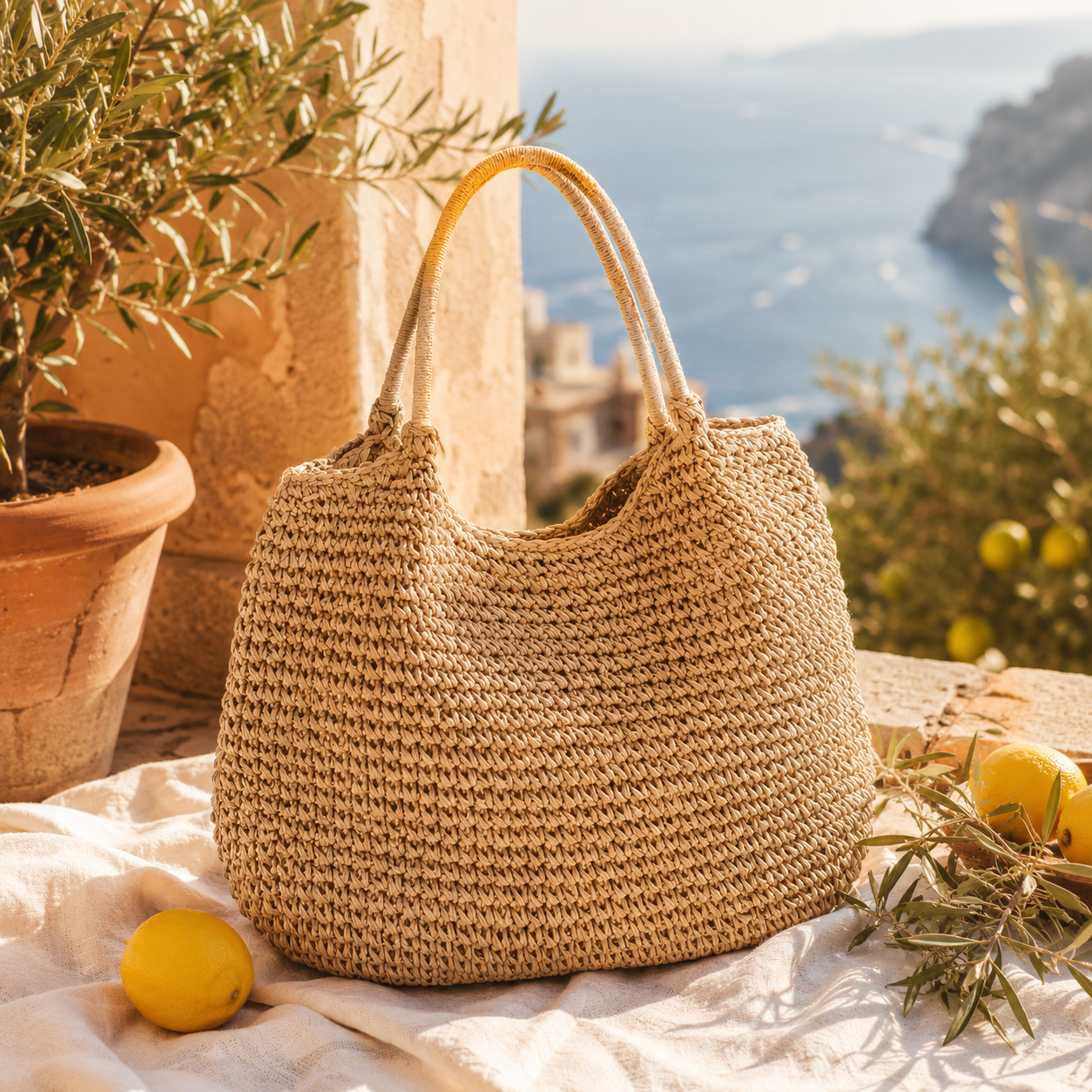 Calanque - Sac Vintage Paille