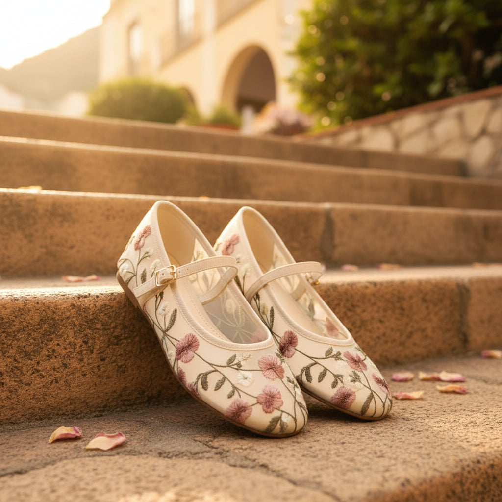 Alizé - Ballerines Brodée Fleurs Roses