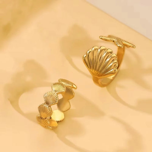 Éclat - Set Bagues Dorées Coquillages & Étoile de Mer